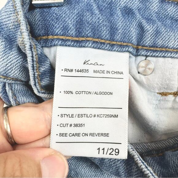 KanCan High Rise Medium Wash Frayed Distressed Shorts Light Wash Size 11/29 - Picture 12 of 13